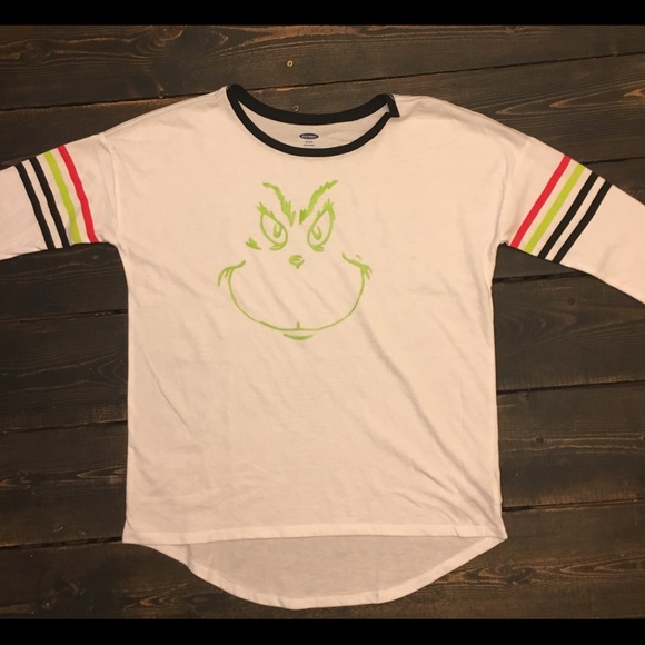 🎄 Grinch Face Striped Sleeve Shirt 🎄 - Picture 2 of 3